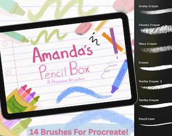 Amanda’s Pencil Box: a Procreate Brush Pack! 14 Textured Brushes! (Digital Download)
