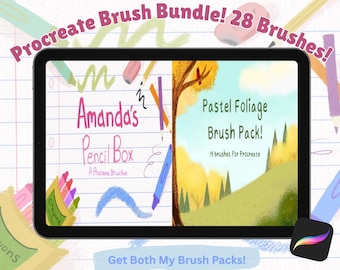 Procreate Brush Bundle: Pencil, Crayon & Pastel Foliage (28 Brushes) (PDF)