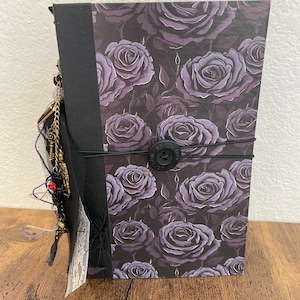 Gothic Junk Journal | Black Roses Halloween Journal | Handmade Spooky Hardcover | 108 Pages | Witchy Art Journal Notebook
