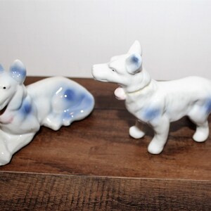 Free Shipping USA Vintage  Blue and White Dog German Shepherd
