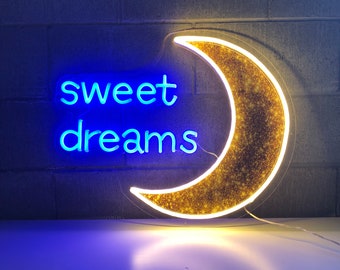 Sweet Dreams Moon Neon Sign - Night Light