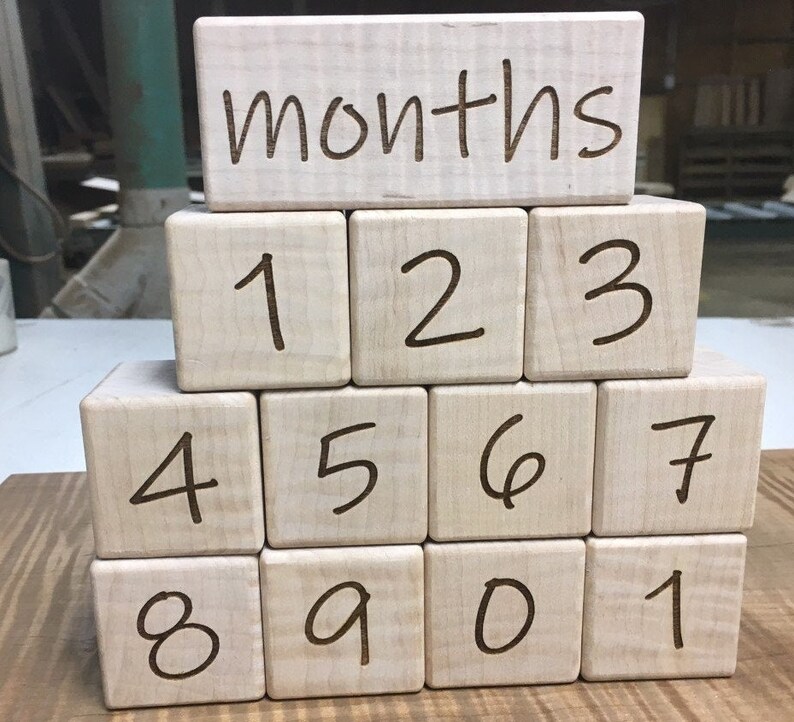 baby milestone wooden blocks