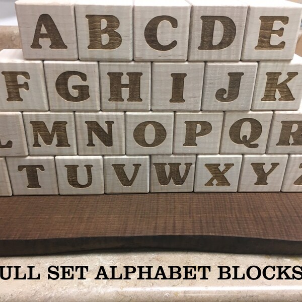 Wood Alphabet Blocks Baby Shower Etsy