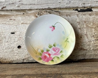 Nippon Roses - Hand Painted Japan Plate - Hand Painted Nippon - Porcelain Pink Roses Japan - Pink Roses Nippon - Set of 4 Plates