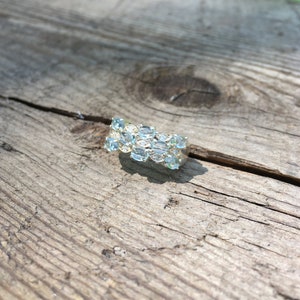 Multi Stein Blautopas Sterling Silber Ring - Größe 6,5