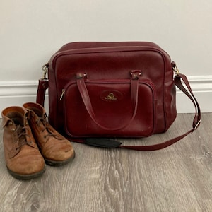 Vintage McBrine Burgundy Carry-On Bag: 1980s Red Travel Luggage