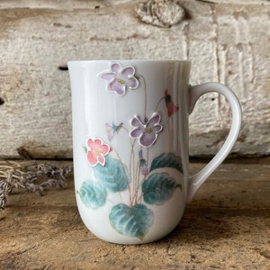 Vintage Otagiri Mug: Hand-Painted Violets, Japanese Ceramic