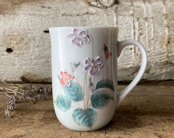 Vintage Otagiri Mug: Hand-Painted Violets, Japanese Ceramic