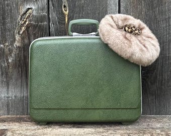 Vintage Green Dionite Suitcase • Hard Shell Travel Case • Mid Century Luggage • Retro Storage Case • Display Decor • 1960s 70s