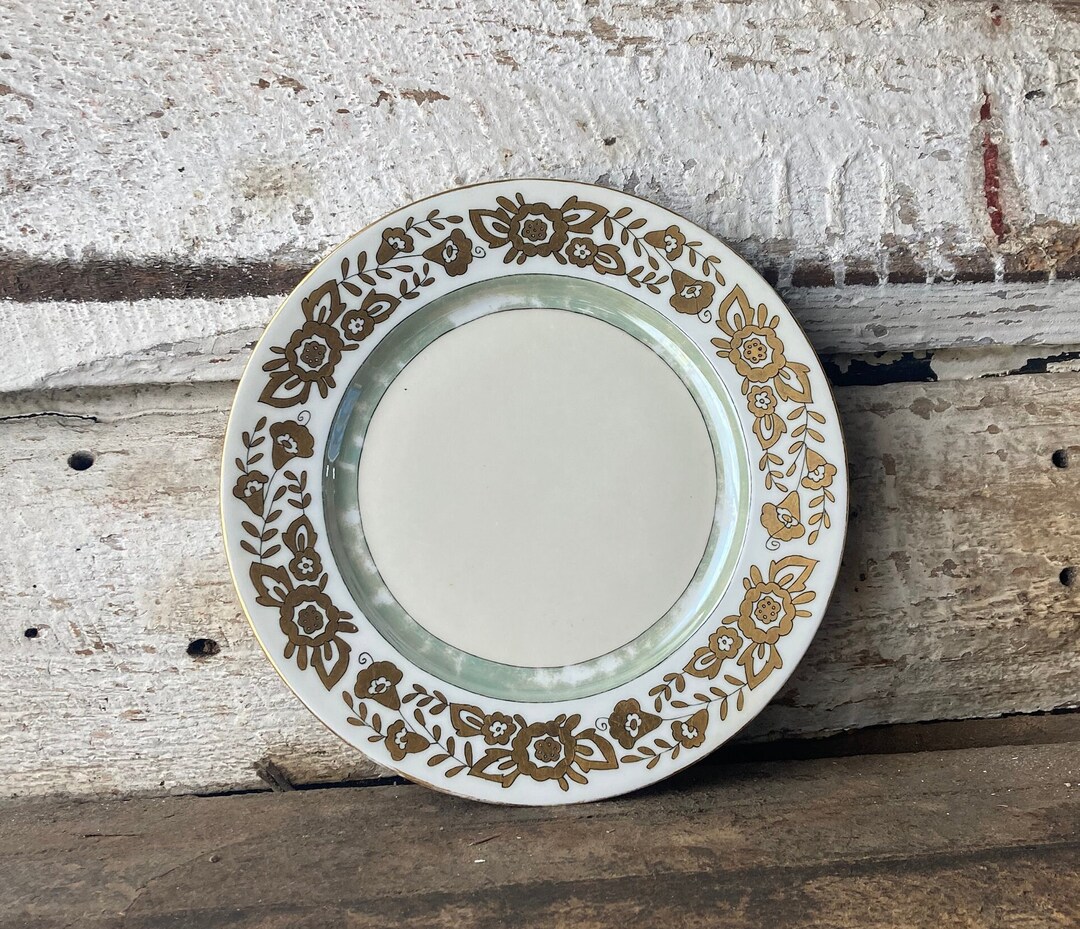 Limoges Dinner Plates Limoges Green and Gold Limoges Set of Plates