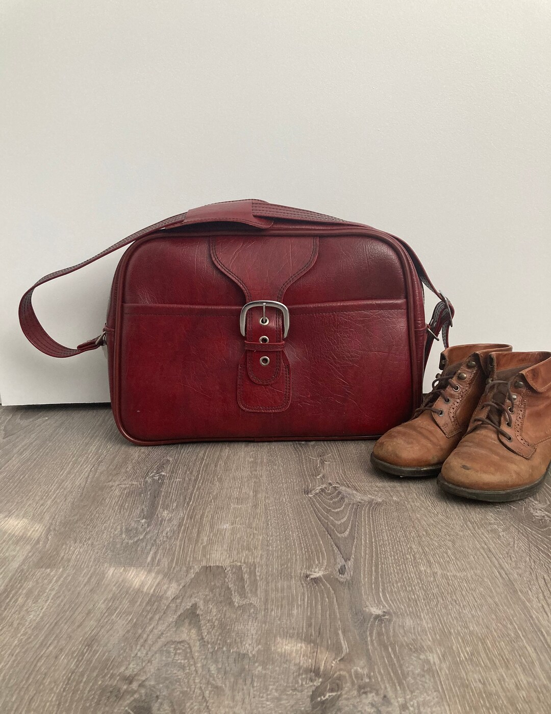 Burgundy Travel Bag Red Luggage Vintage Carry on Luggage Vintage Red