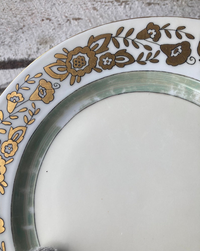 Limoges Dinner Plates Limoges Green and Gold Limoges Set Etsy