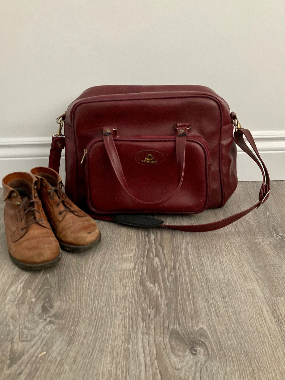 Burgundy Travel Bag Red Luggage Vintage Carry on Luggage Vintage Red