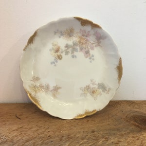 Antique Limoges Trinket Dish: Hand-Painted Floral Porcelain, France