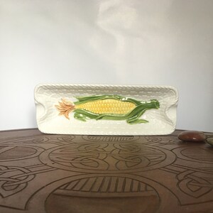 Vintage Corn Cob Plate: 1970s Japan Ceramic Summer Serving Dish