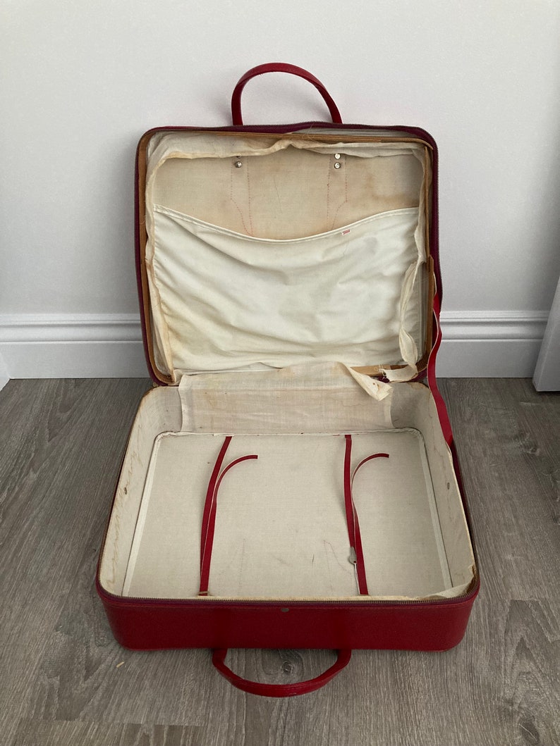 Red Luggage Vintage Red Carry on Bag Red Suitcase Vintage Carry on Bag