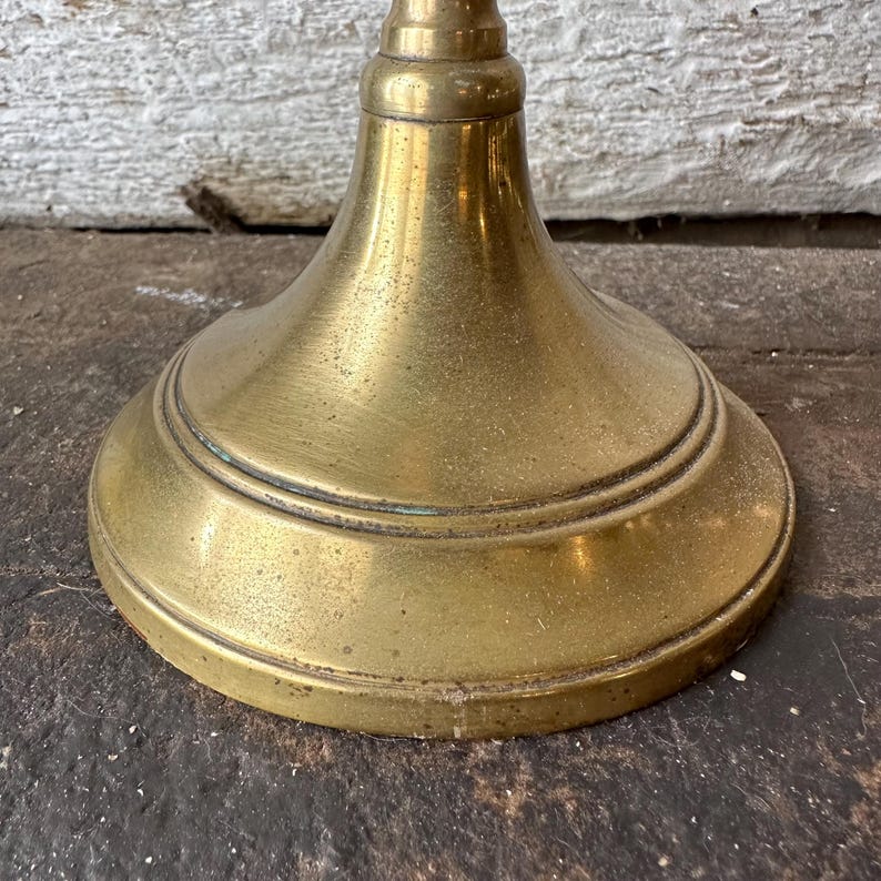 Vintage Brass Candlesticks Pair, Aged Gold Taper Holders, Rustic Gothic Decor image 10