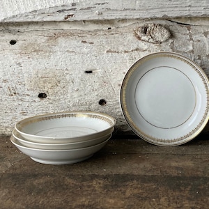 Vintage Limoges Berry Bowls: Gold Trimmed Porcelain Dishes, Set of 4