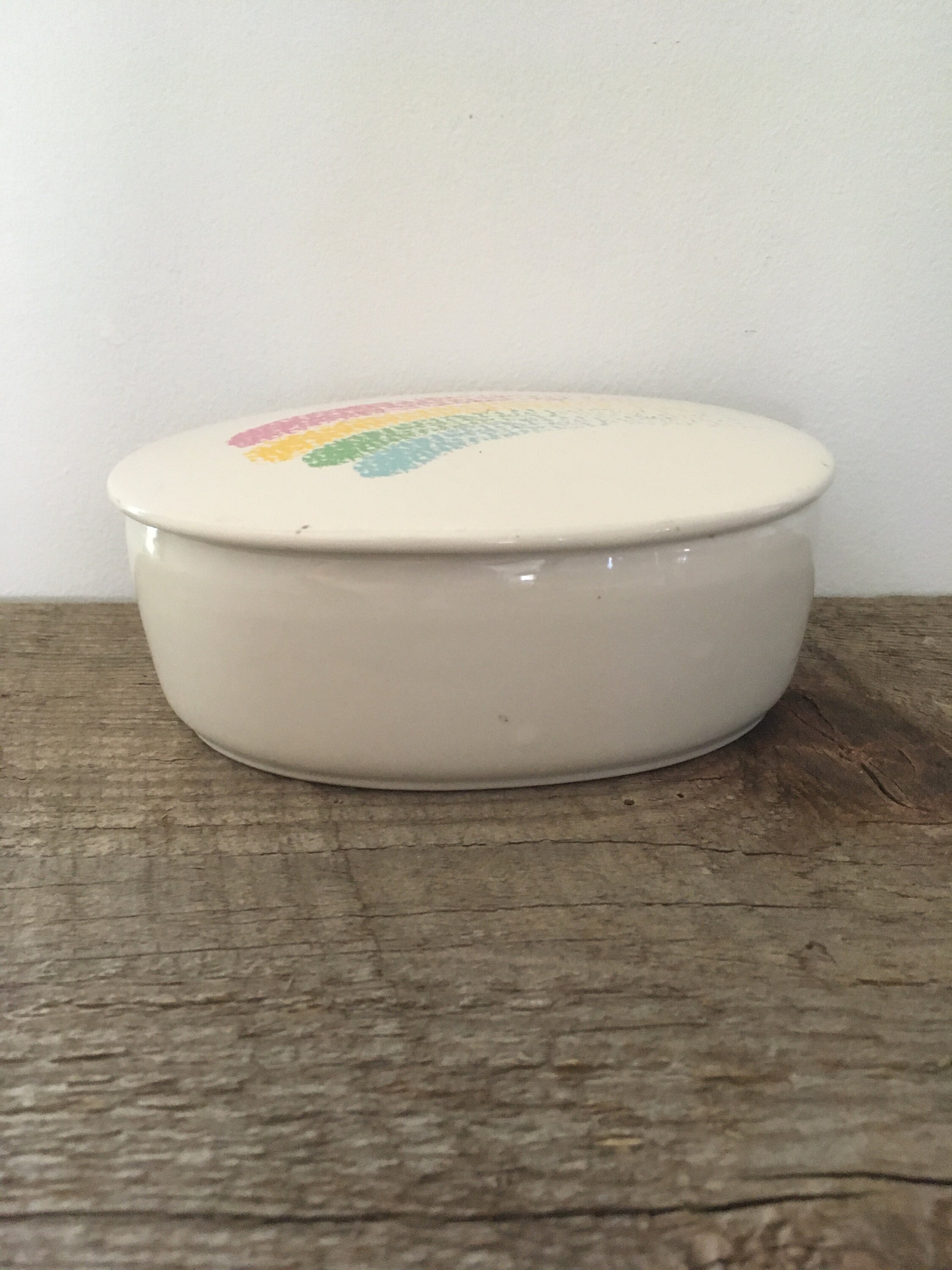 Vintage Ceramic Trinket Dish Rainbow Trinket Box Porcelain Etsy
