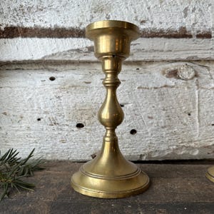 Vintage Brass Candlesticks Pair, Aged Gold Taper Holders, Rustic Gothic Decor image 13
