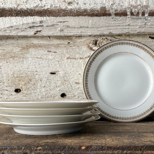 Vintage Limoges Dessert Plates - Set of 5 Gold Trimmed Porcelain Dishes