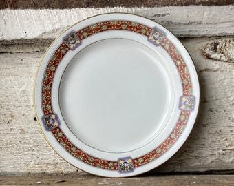Vintage Limoges zijborden, set van 5, met bloemenmotief en gouden rand.