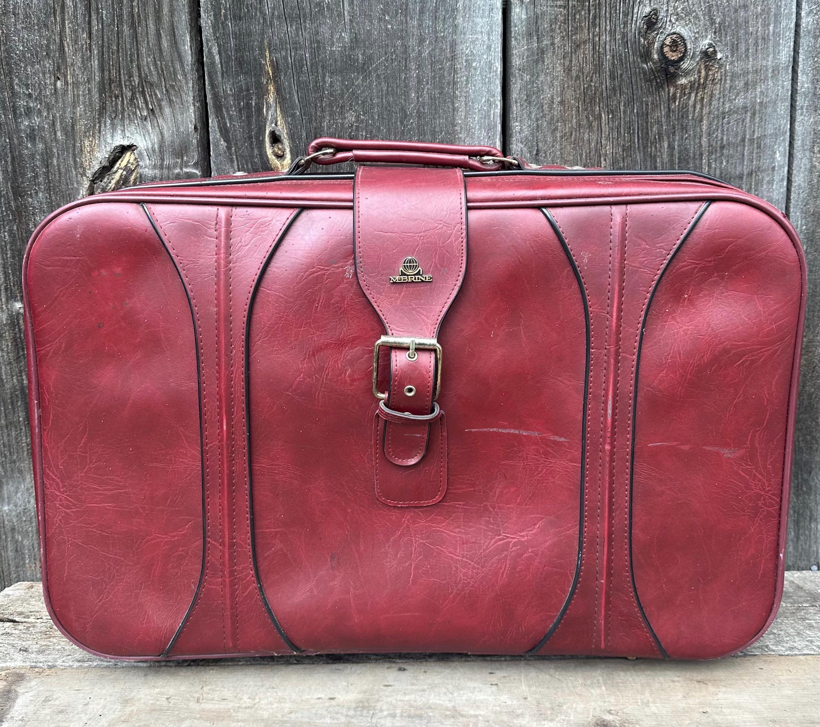 Vintage Mcbrine Suitcase Oxblood Red 1980s Rolling Luggage Canada