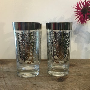 Silver Fade - Retro Water Tumbler - Set Of 4 Vintage Barware Glasses - Retro Barware Glasses Set - Mid Century Glassware - Knight Glass