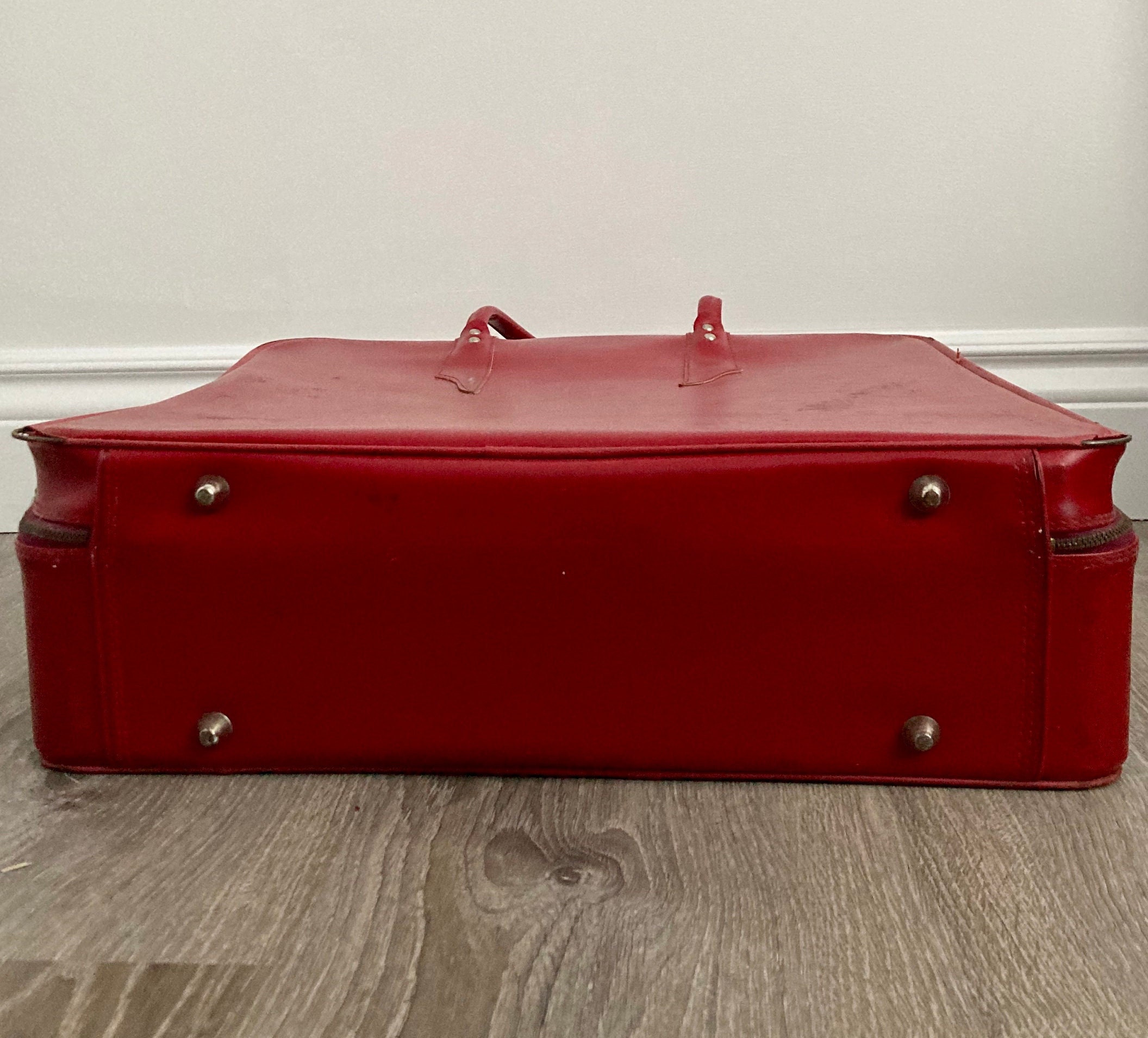 Red Luggage Vintage Red Carry on Bag Red Suitcase Vintage Carry on Bag