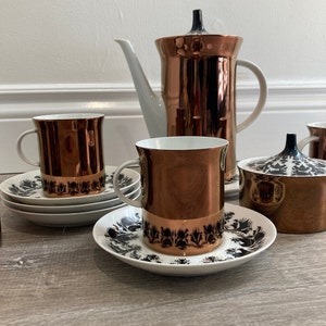 Vintage Rosenthal Bjorn Wiinblad Copper Coffee Set - German Porcelain 12-Piece