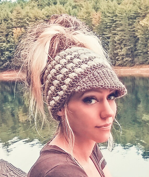 Ponytail Brim Beanie Crochet Pattern 