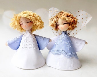 Ciel-Blanc double-lace dress angel doll - mothering sunday, collectible, mom & baby, grandma gift, wedding favour