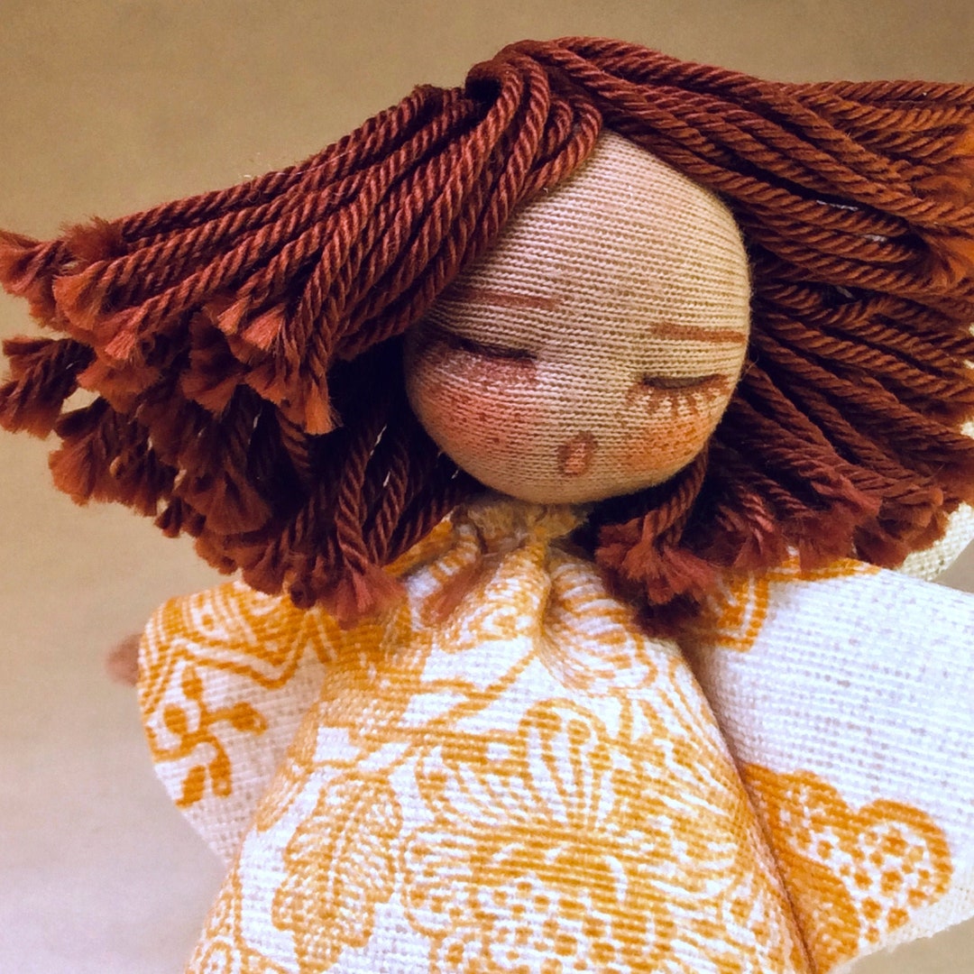 Boho Angel Rag Doll: Yellow Floral Dress, Collectible Art Doll - Etsy