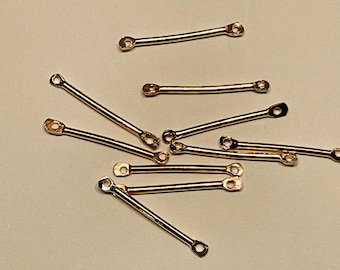 Bar link connector, Gold tone, 15 mm, 10 pieces