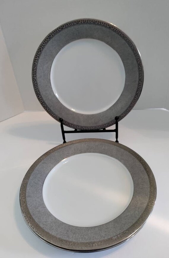 3 Platinum Buffet Royal Gallery Dinner Plates New Condition Etsy