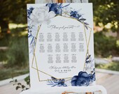 Wedding seating chart template printable, Printable seating plan, Editable dusty blue wedding poster, You print DIY sign #1221-4