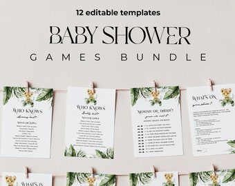 Lion cub baby shower game bundle, Editable baby party games, Printable baby shower games bundle, Instant download #5821-2