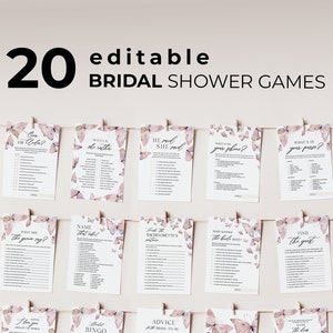 Butterfly bridal shower games and sings, Bridal butterfly games, Editable bridal shower games bundle printable, Digital download  #W16-7