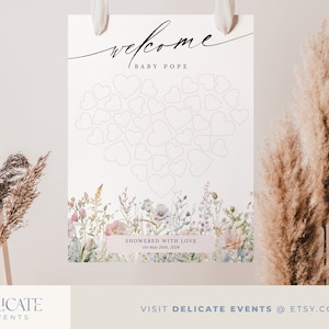 Wildflower Baby Shower Guest Book Sign: Pink Florals (Digital Download)