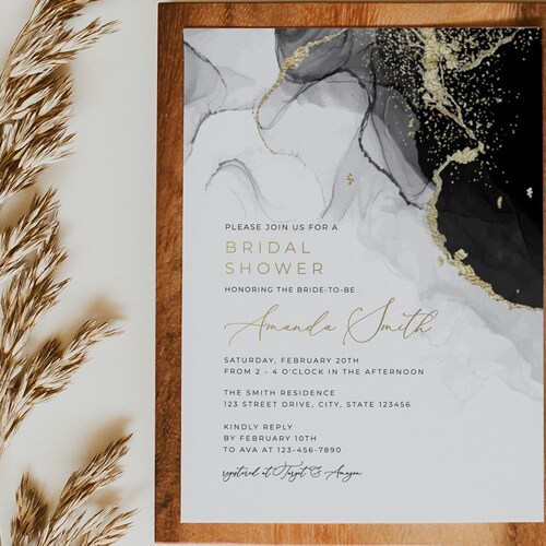 Gold and Black Bridal Shower Invitation INSTANT DOWNLOAD Hens Etsy