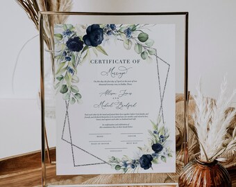 Floral Wedding Certificate Template: DIY Printable Keepsake (W06-13)