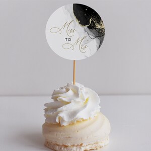 4 EDITABLE Black and Gold Bridal Shower Cupcake Toppers - Etsy