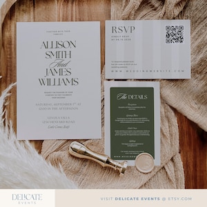 Paquete de invitaciones de boda con dinero antiguo, plantilla de invitación de boda de Canva, plantilla de invitación con dinero antiguo