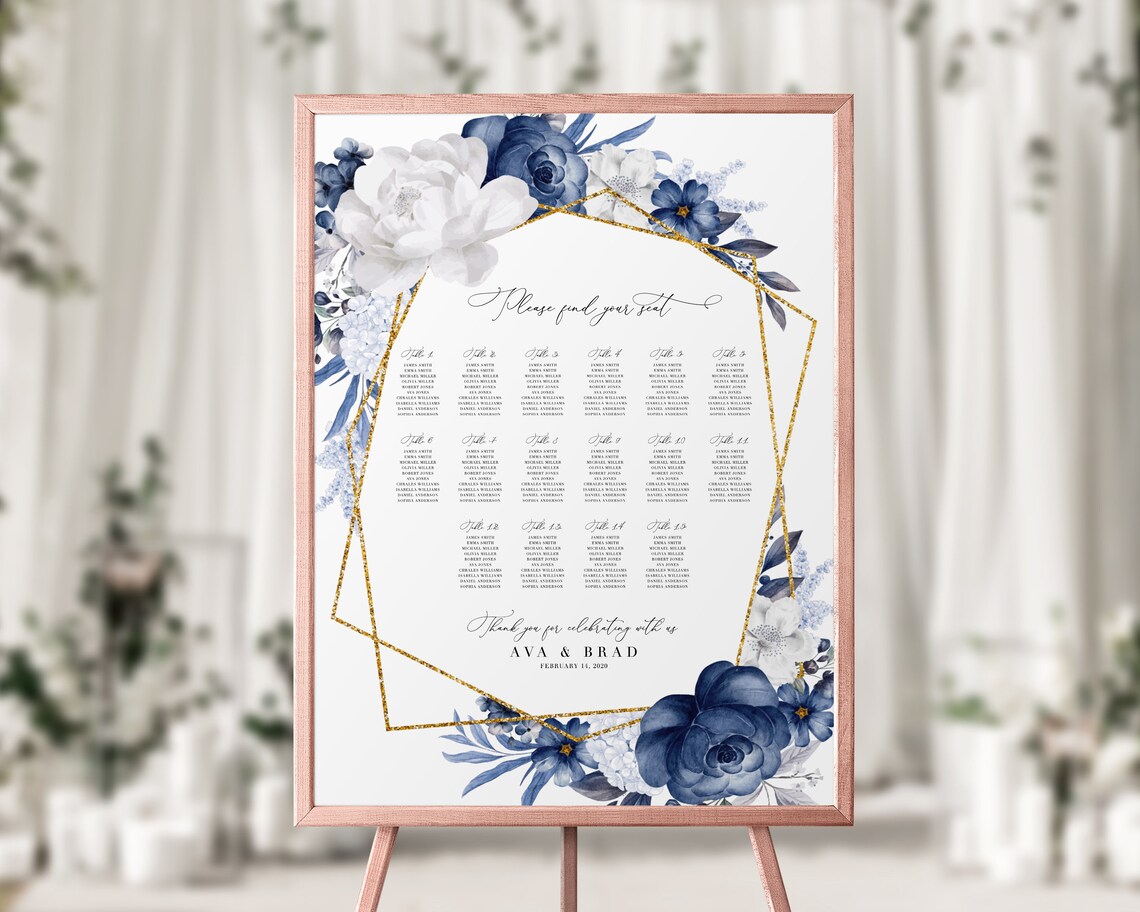 Wedding seating chart template printable Printable seating | Etsy