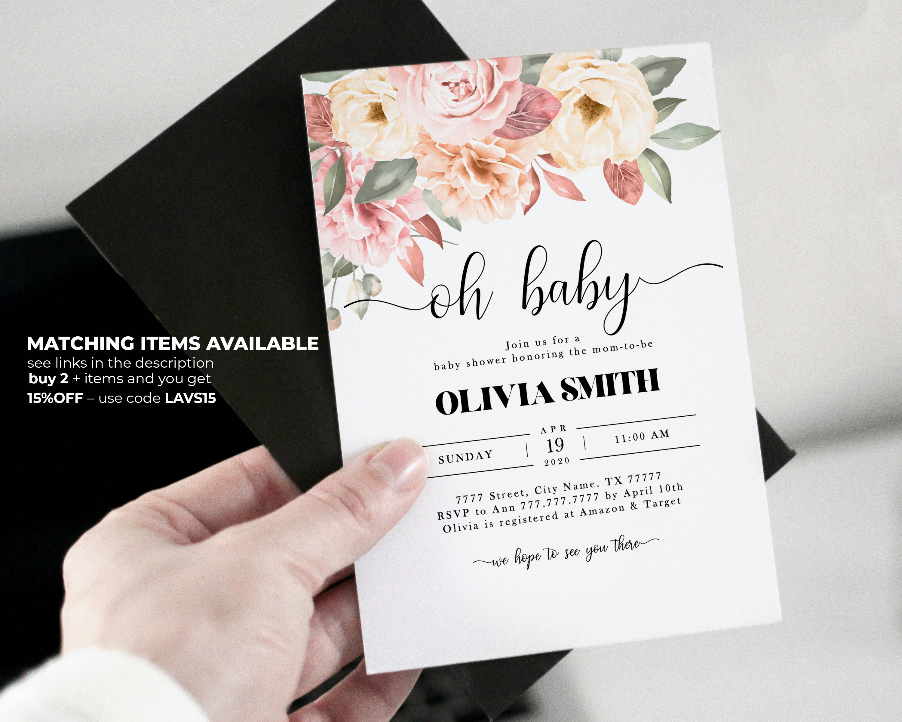 Floral baby shower books for baby cards Bring a book card for Etsy