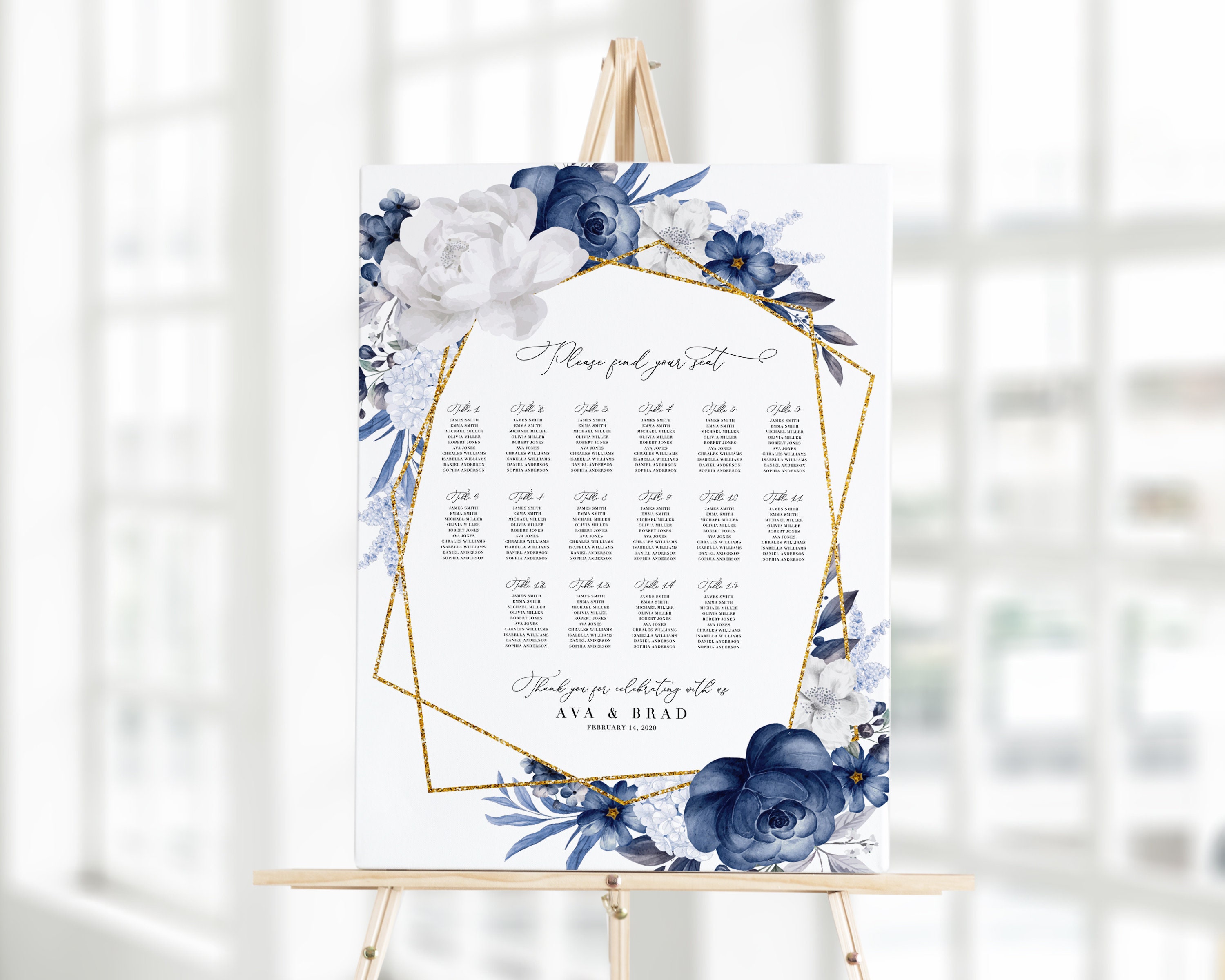 Wedding seating chart template printable Printable seating | Etsy