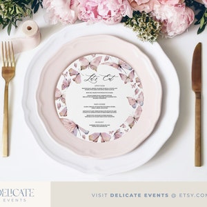 Butterfly Round Menu Template, Butterflies Circle Menu Printable, Long ...