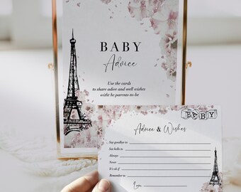 Parisian Baby Shower Advice Card & Sign (Digital Download)