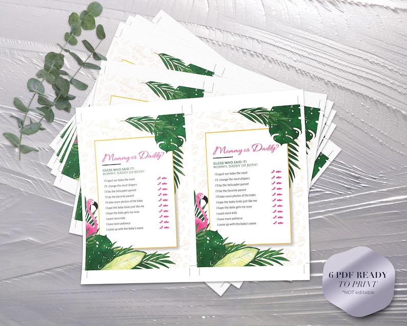 Instant download Tropical Flamingo Boy or Girl Baby Shower Games Bundle Tropical Flamingo Baby Shower Games Printable Digital File