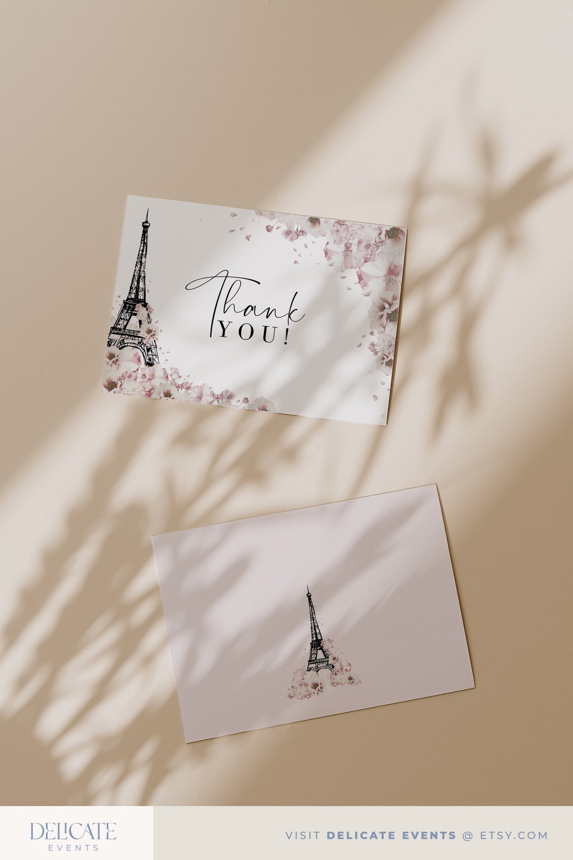 Paris Thank You Card Template Editable Parisian Thank You | Etsy
